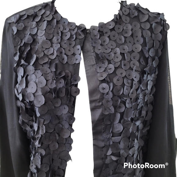 Women's Lightweight Bolero Jacket with Black Silky Rose Petals, siz S/M - Picture 2 of 10